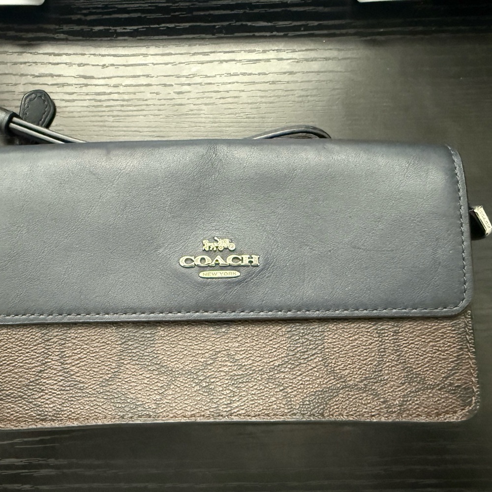 Coach Blue and Brown Clutch
